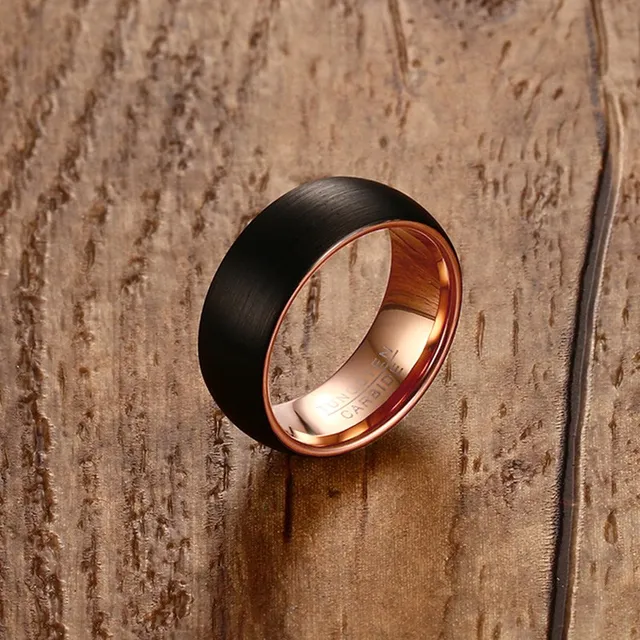 Mprainbow Mens Dome Rings Black Tungsten Carbide Ring 8mm Engagement Mprainbow Mens Dome Rings Black Tungsten Carbide Ring 8mm Engagement Wedding Band Rose Gold Color Inlay