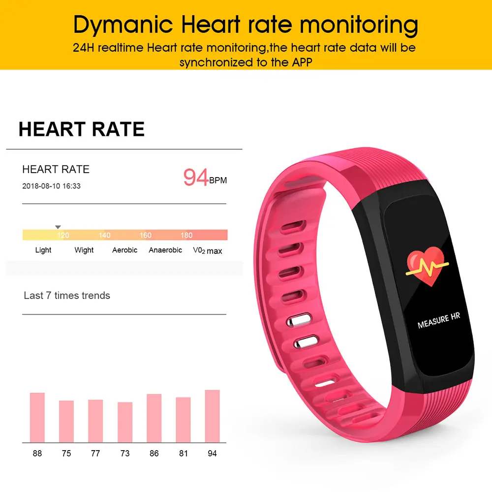 6-130376-smart bracelet up9- Smart Bracelet Blood Pressure Measurement Heart Rate Monitor Smart Wristband IP67 