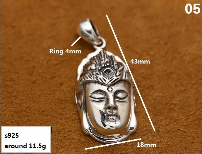Ручной работы 925 серебряное ожерелье с подвеской Будды 925 пробы тибетская голова Будды Амулет подвеска на удачу статуя Будды Амулет