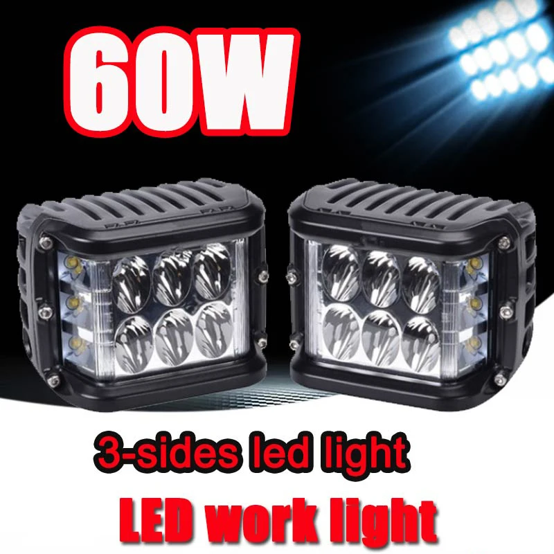 

Led Bar Offroad 4X4 60W 4Inch Work Light Three Rows Dually Side Auto Spotlight Flood Combo 12 volt for Car ATV Boat Fog Lamps