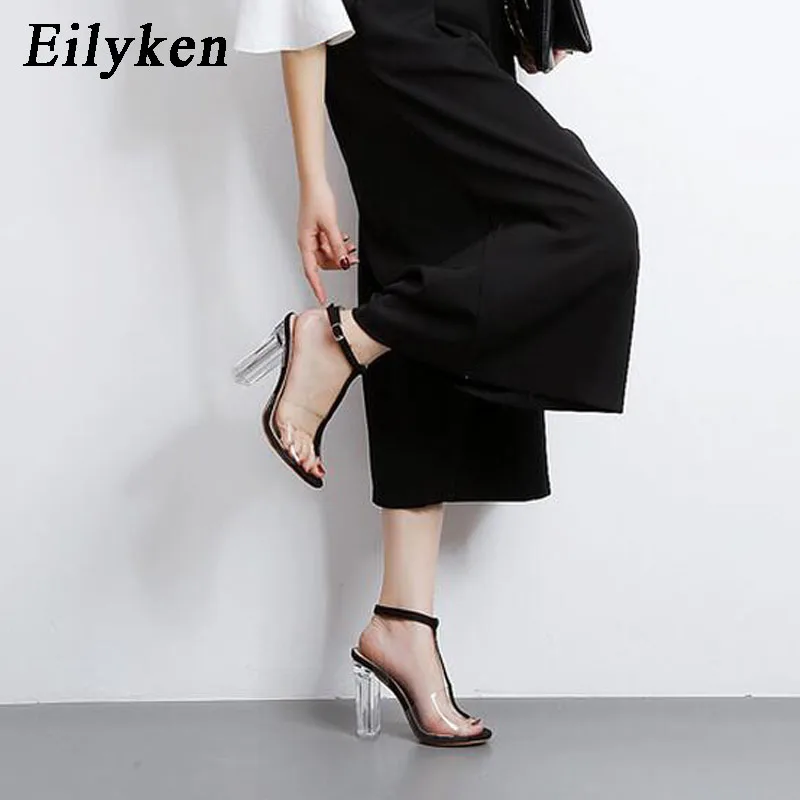 Eilyken/2021 г. Новые женские сандалии из ПВХ пикантные прозрачные туфли на высоком