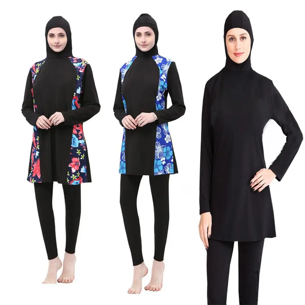 Женский Арабский мусульманский купальный костюм из 2 предметов, соединенный хиджаб, консервативный купальник хуэй, Национальный купальник, Burkinis, плюс размер