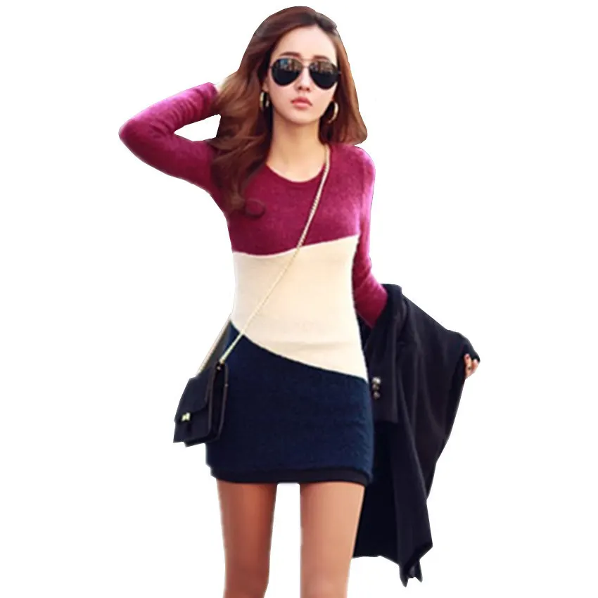 

2019 Spring & Autumn New Fashion Women Sweater Dress Pullover Casual Long Sleeved Knitted Clothing