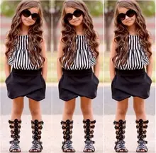 NEW Baby Kids Girls Summer Clothing Striped Tops Blouse Shorts Outfits set 2~7Y