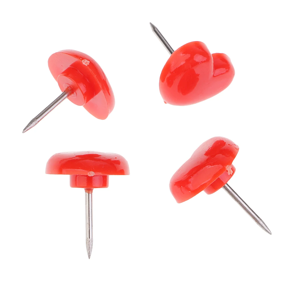 50pcs Heart Shape Head Push Pins Drawing Pins Office Thumbtack Notice Board Pins for Office Supplies