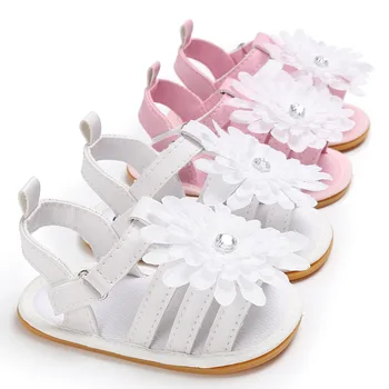

Infant Toddler Girls Lovely Sandal Baby Summer New Sweet Rhinestone Flower Soft Bottom Princess Sandals Simple Casual 2 Colors