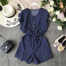 NiceMix 2019 Summer High-waist Casual Resort Playsuit Single Breasted V-neck Fashion Broad-legged Sashes Women Beach Wear new plunge v neckline stripe playsuit with single breasted in white