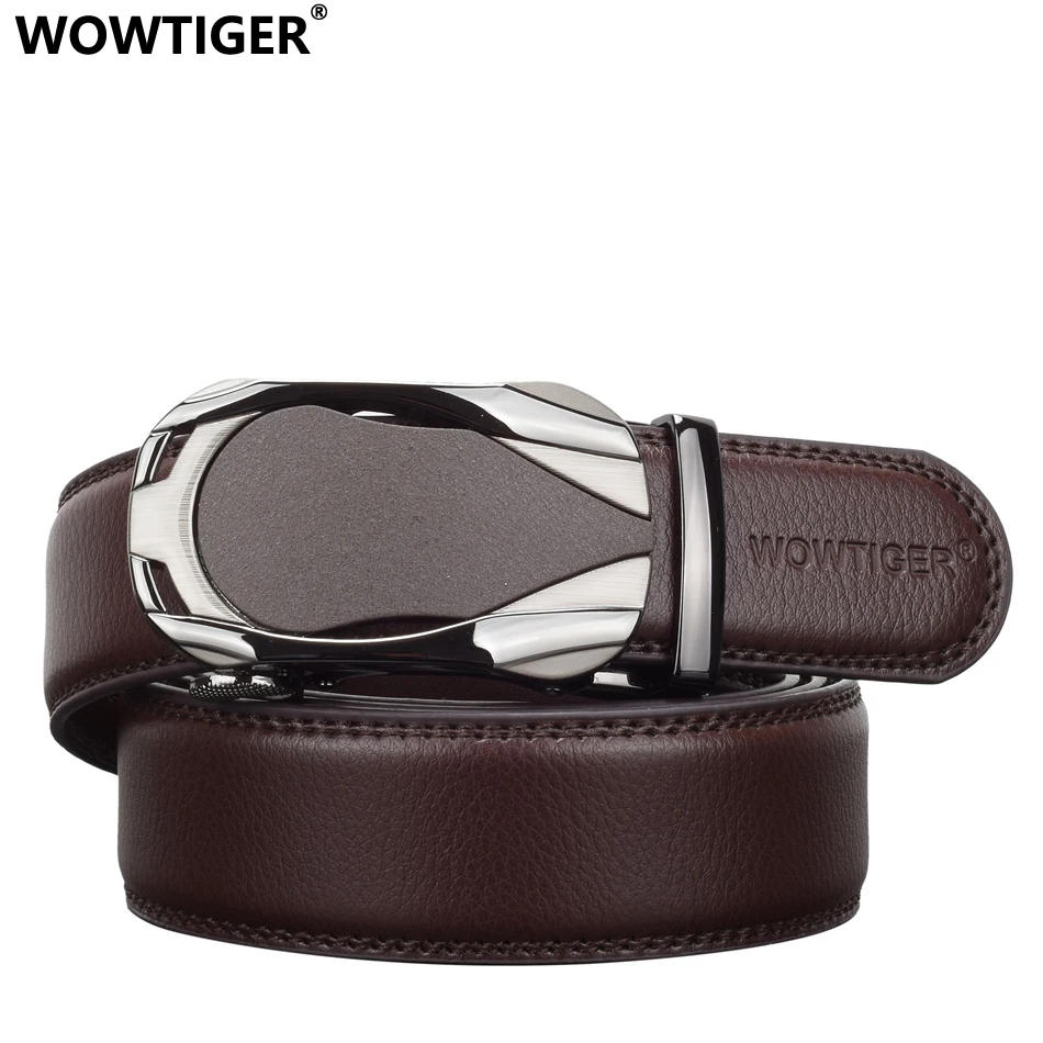 

WOWTIGER Luxury designers leather mens belt male automatic alloy buckle strap Belts for men cinturones hombre