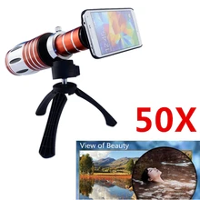Высококачественный 3в1 50X металлический телескоп телефото зум-объектив для iPhone 4 4S 5 5S 6 6s 7 Plus телескоп мобильный комплект линз для камеры телефона