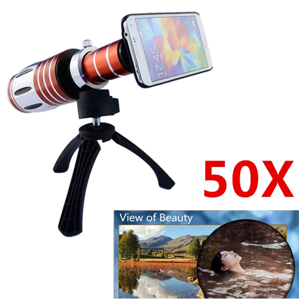 

High-end 3in1 50X Metal Telescope Telephoto Zoom Lens For iPhone 4 4s 5 5s 6 6s 7 Plus Telescope Mobile Phone Camera Lenses Kit