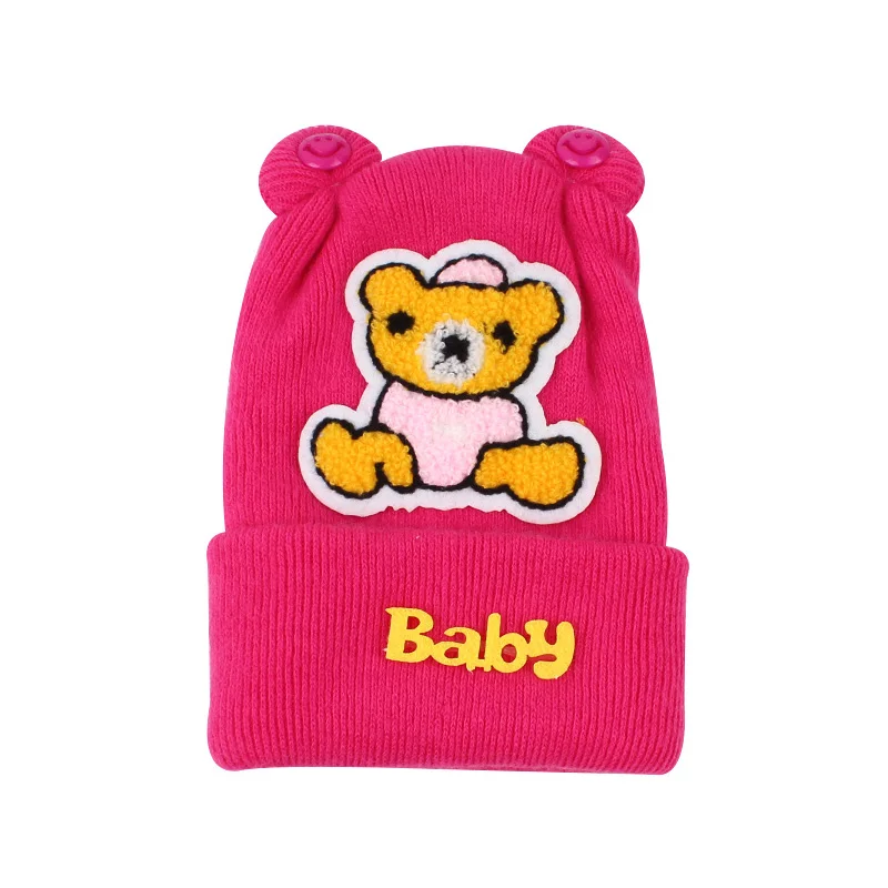 Knitted Newborn Baby Hat Cute Bear Infant Beanie Hat For Newborn Girls Soft Warm Baby Tire Hat Autumn Winter Baby Girls Clothing (8)