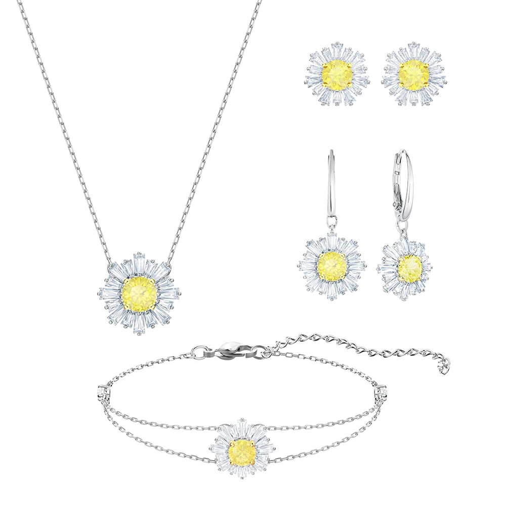 

SWA RO 2019 Original New SUNSHINE Necklace Set Fashion Glamour Women Jewels Love and Warm Care Sun Crystal Clavicle Necklace Set