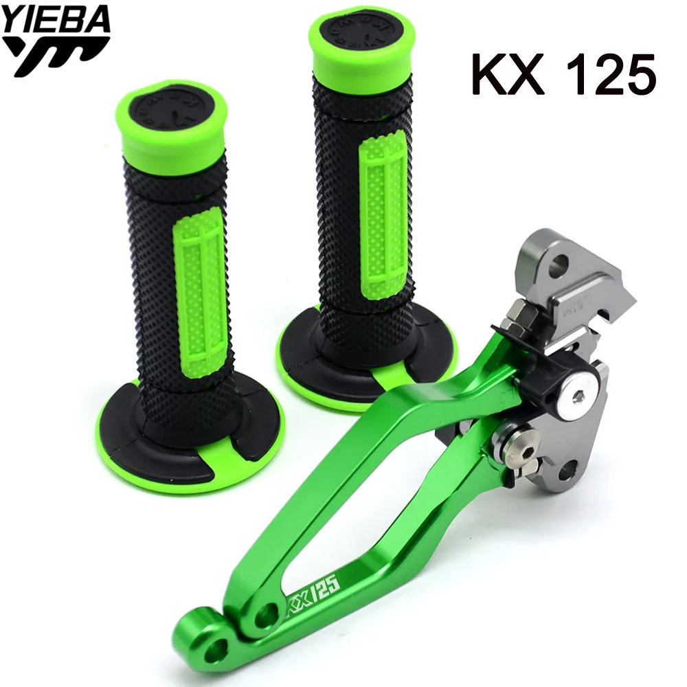 Motorcycle 22MM Handle Adjustable Brake Clutch Levers and Handle Grips LOGO For KAWASAKI KX125 KX 125 2000-2008 2007 2006 2005