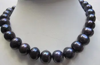 

Hot sale HOT HUGE 18" 10-11MM TAHITIAN BLACK PEARL NECKLACE CLASP 01H