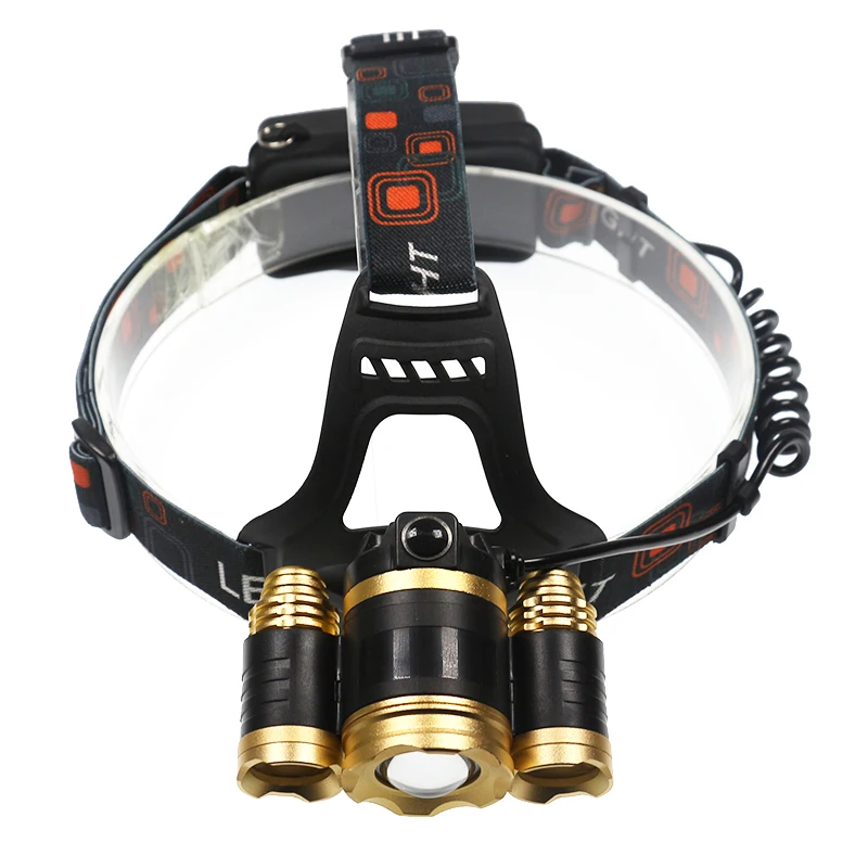 Portable Lighting powerful 4 modes 3x T6 led bulb headlamp Zoomable Focus Beam headlights head flash