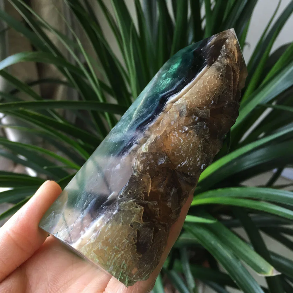 

526g High quality NATURAL FLUORITE CRYSTAL QUARTZ stones WAND POINT fengshui healing