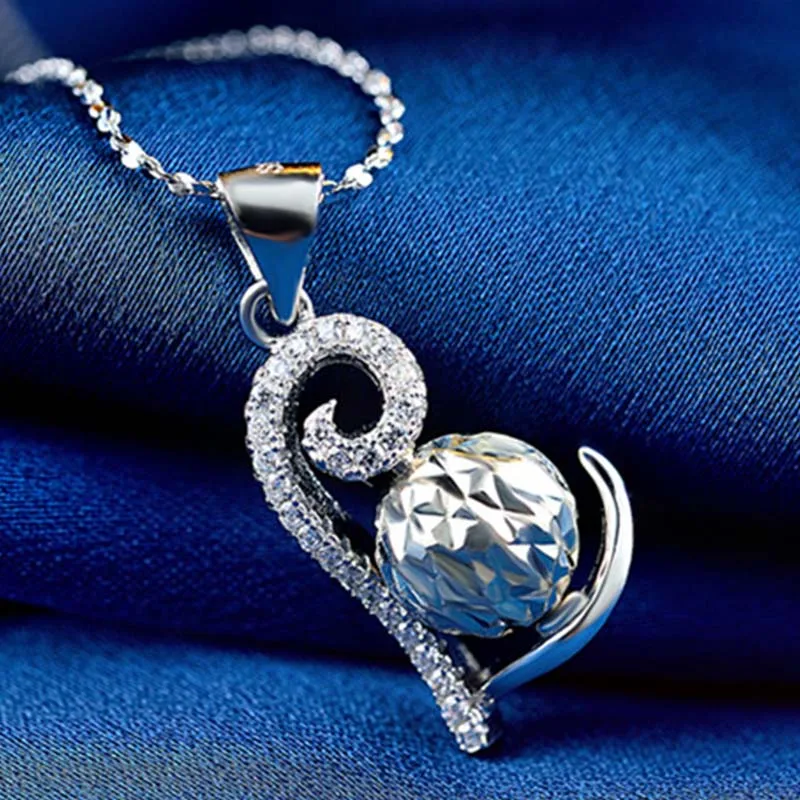 

MADALENA SARARA AAAA Cubic Zirconia Heart Sterling Silver 925 Chain Necklace Fashion Cute Korean Trendy