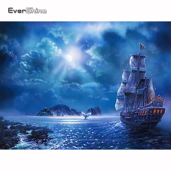 

Evershine Diamond Embroidery Full Square Sailboat Diamond Painting Landscape Cross Stitch Kit Diamond Mosaic Full Set Sale Gift