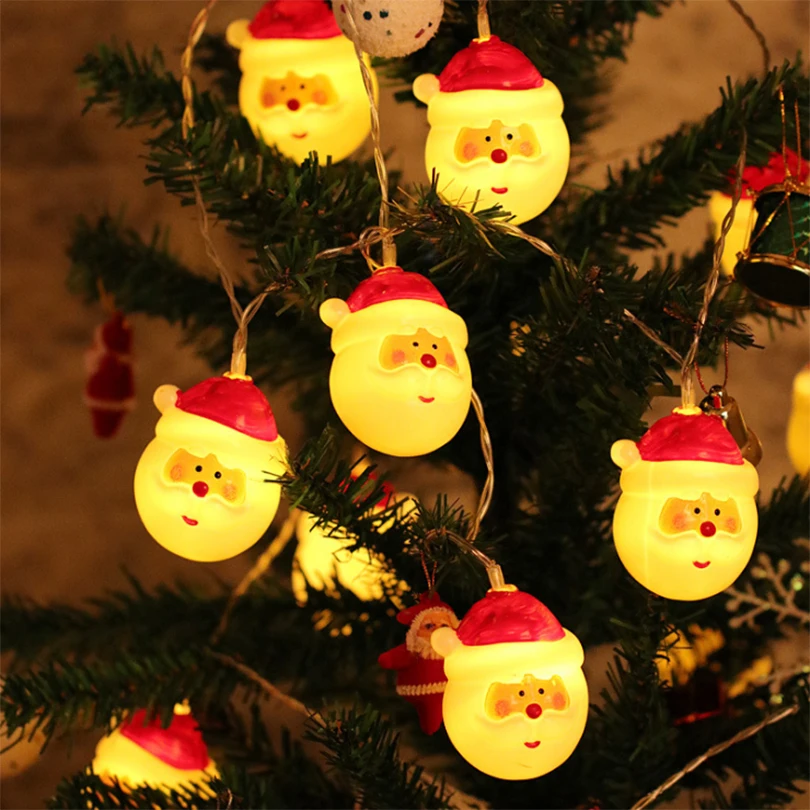 Battery Operated 1.5M 10leds 3M 20leds Lovely Santa Claus LED String Light Waterproof Christmas New Year Decoration Garland