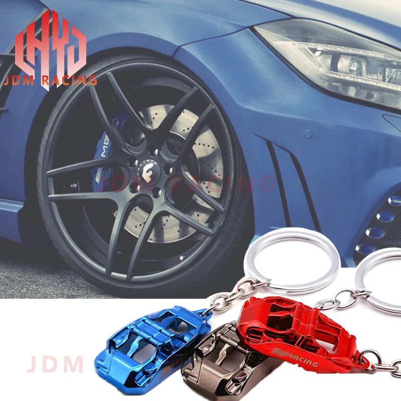 

Hot Car Tuning Keychain JDM Keyring Car Disc Brake Caliper Covers Keychain Front Rear Auto Cars Keychain Real Men Keyring