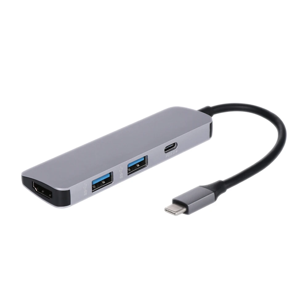 5 в 1 Тип C концентратор 4 K HDMI выход 2 USB 3,0 порт SD/TF кардридер USB-C конвертер многопортовый адаптер для MacBook Pro Chromeboo - Цвет: Black