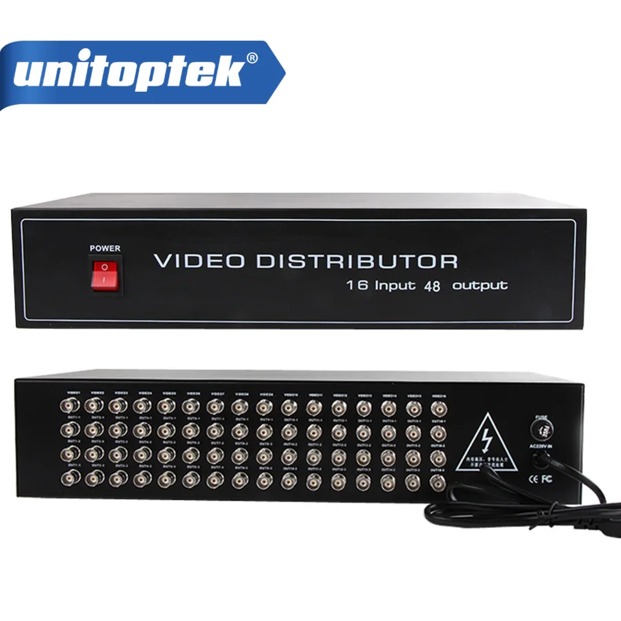 

16 To 48CH Video Splitter/HD Distributor BNC 16Pcs Input 48Pcs Output,Support AHD/CVI/TVI Camera In&Out,Distance Max To 600M