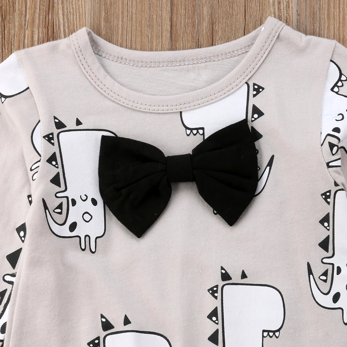 Комбинезон Emmababy из мягкого хлопка с длинным рукавом и бантом для новорожденных