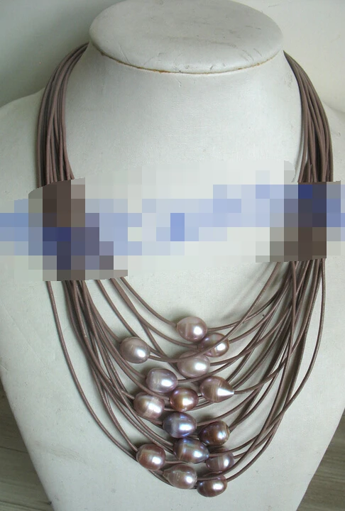 

Jew3113 15rows freshwater pearl purple egg necklace