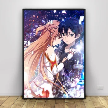 

Sword Art Online Kirito Asuna Japan Anime Art Silk Wall Promo Poster Home Decor 12x18inch