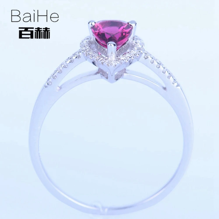 BAIHE Solid 14 K белое золото(AU585) 0.593CT Сертифицированный H/SI круглый вырез подлинный Турмалин Свадебные модные ювелирные изделия кольцо