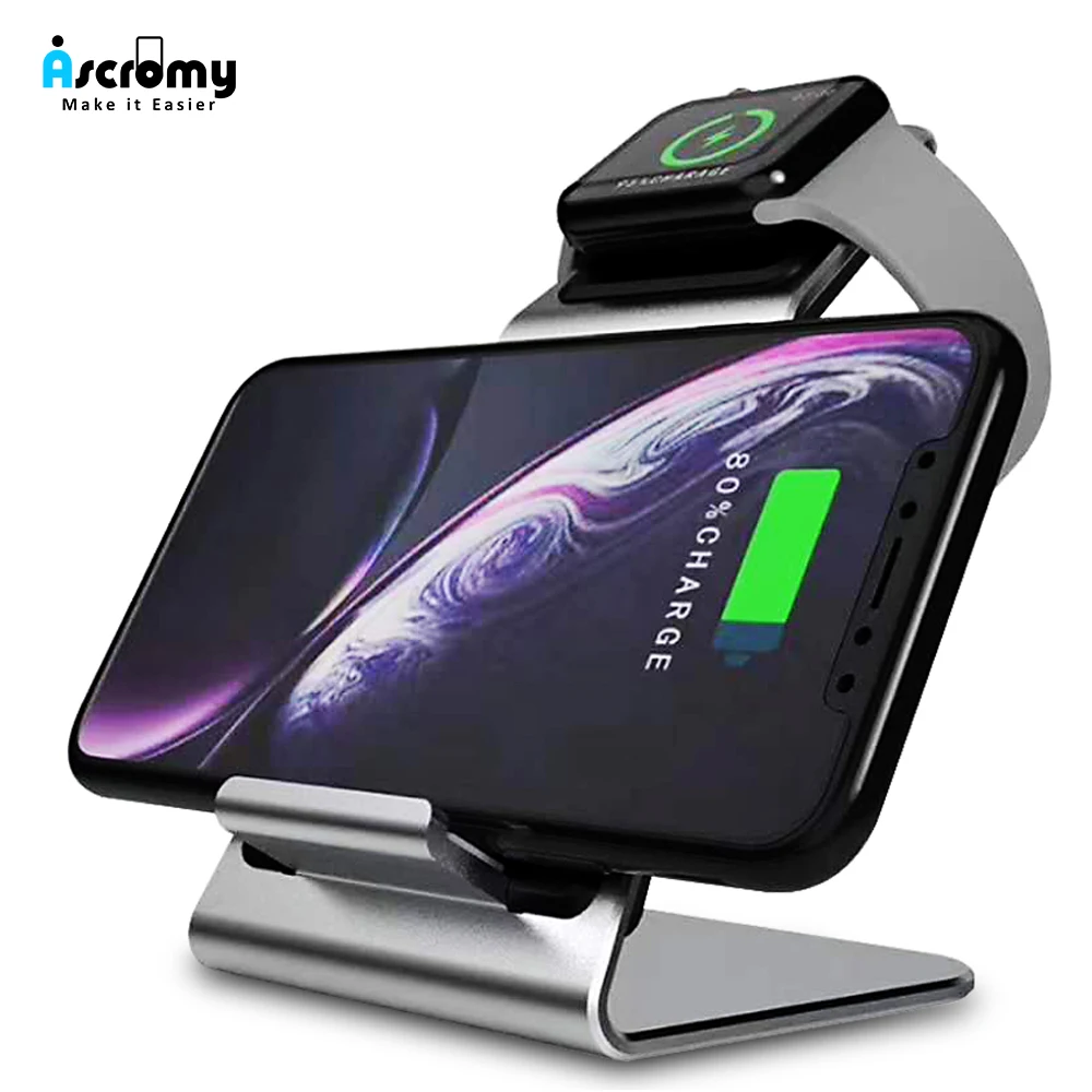 Беспроводное зарядное устройство Ascromy Qi 3 2 1 для iPhone X XS Max XR 8 Plus Samsung S8 S9 держатель
