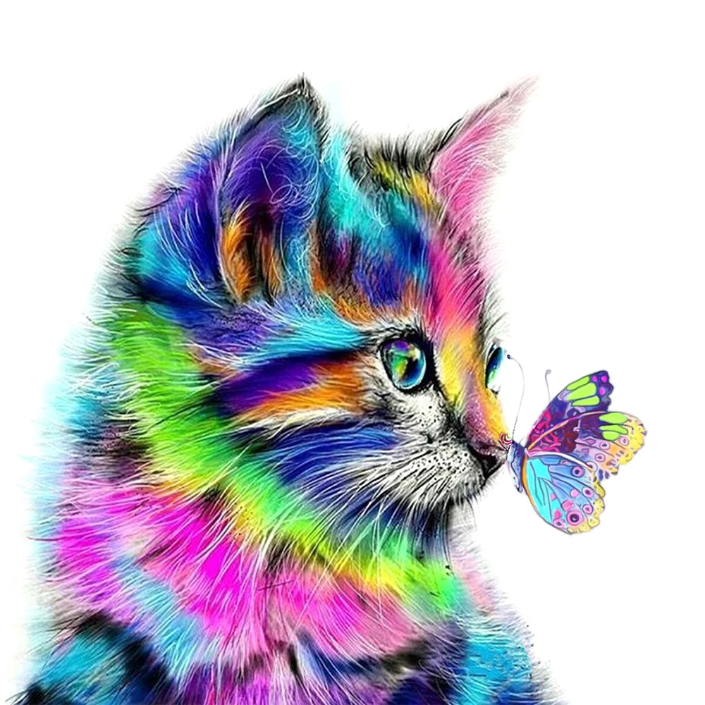 

Full Square/Round Drill 5D DIY Diamond Painting "Cat butterfly" 3D Embroidery Cross Stitch 5D Home Decor Gift