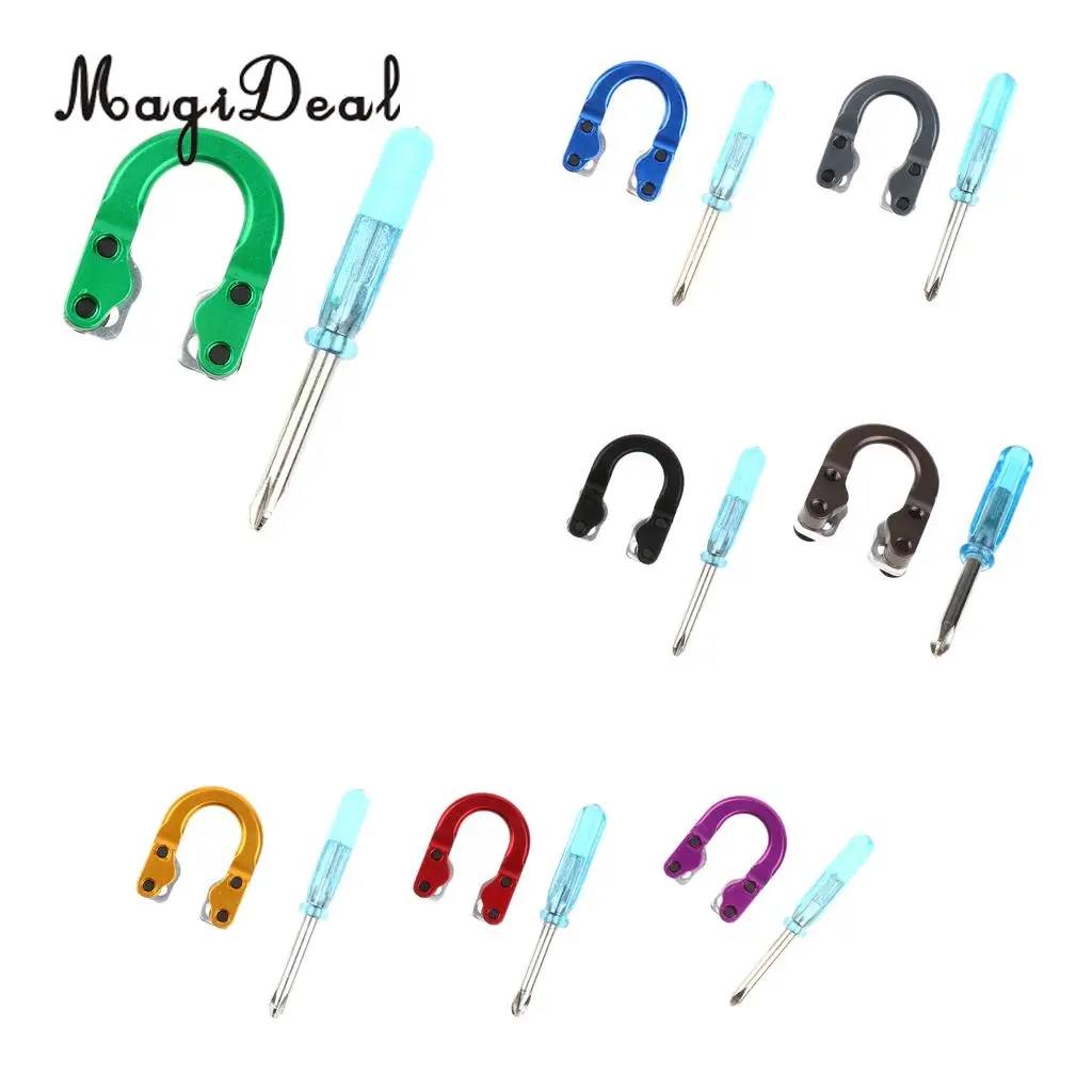 MagiDeal Archery Arrow Bow D Loop Metal D Ring Buckle Aluminum U Shape Compound Bow Accessories with Screwdrvier