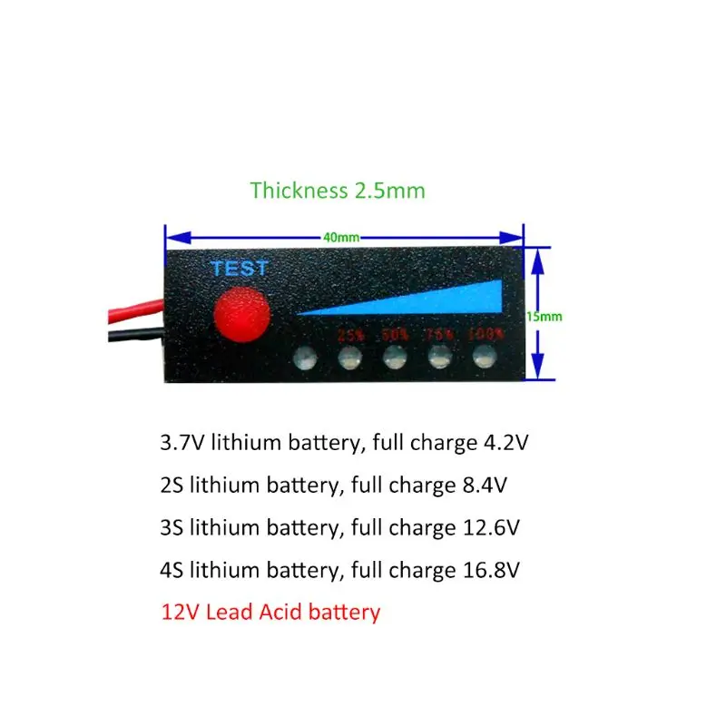 3.7V 2S-4S 18650 Lithium 12V Lead Acid Battery Capacity Indicator Power Tester