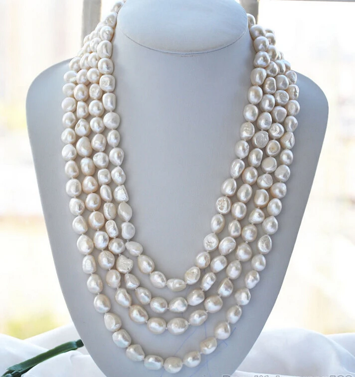 

shipping Z5964 white 13mm NATURE baroque freshwater pearl necklace 100inch