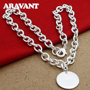 

Hot Sale 925 Silver Round Pendant Necklace Female Male Necklaces Chain Jewelry Gifts