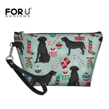 

FORUDESIGNS Black Labrador Printing Cosmetic Bag Wash Toiletry Organizer Storage Travel Kit Bag Necessaries Makeup Pouch Beauty