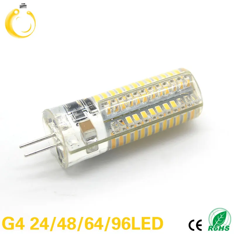 10 шт./лот DC12V AC220V G4 Светодиодная лампа SMD 3014 3 Вт 7 8 12 LED теплый белый светодиод 360