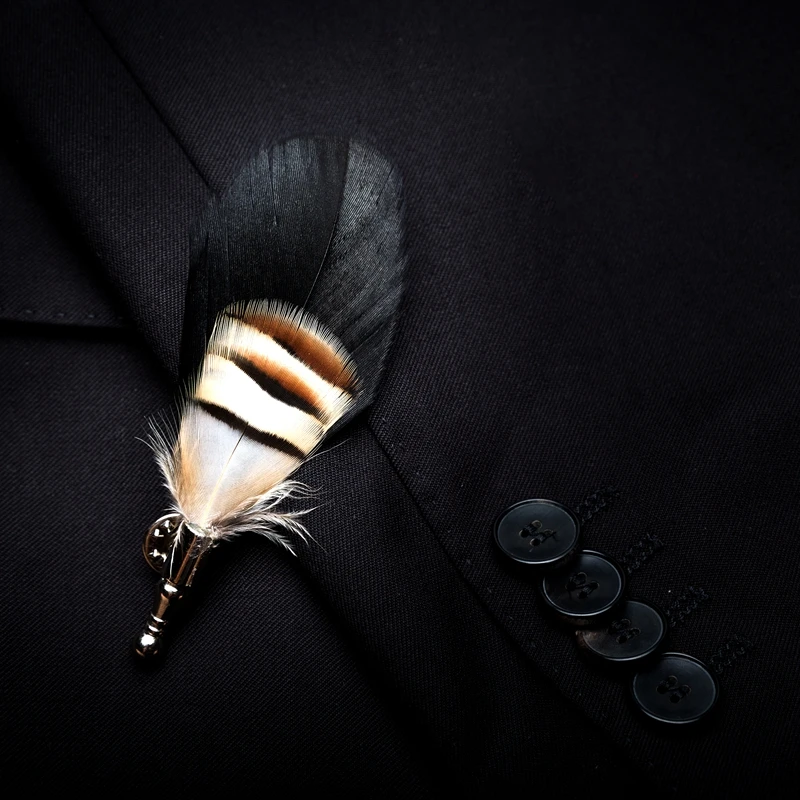 JEMYGINS, дизайн, Натуральное перо, изысканный галстук-бабочка ручной работы, булавка-брошь, подарок, набор в коробке для мужчин, Свадебная вечеринка, галстук-бабочка