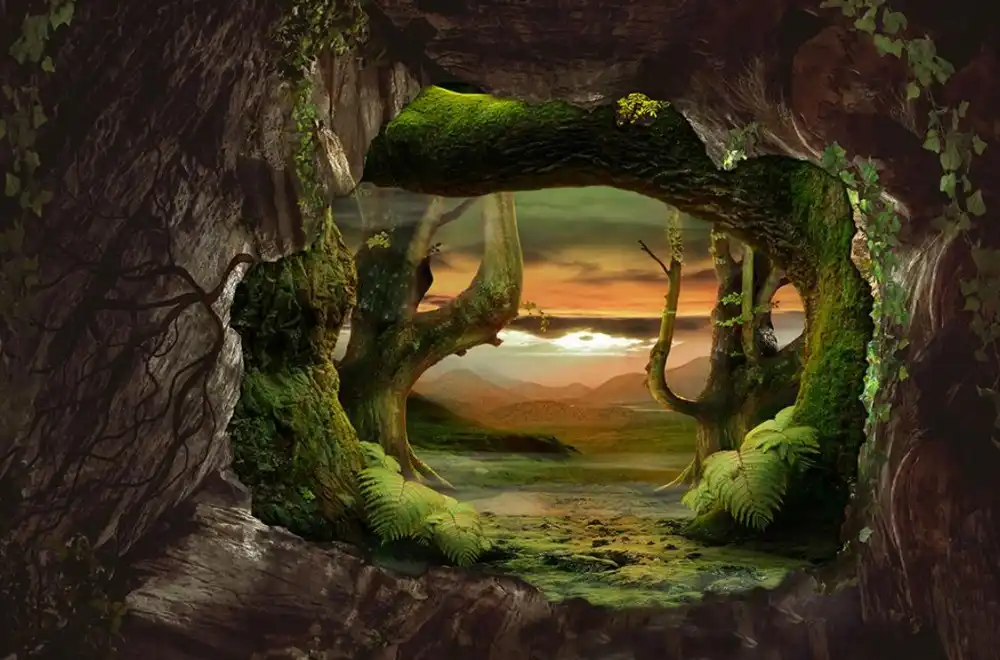 Custom Modern Wallpaper Cave Stone Virgin Forest 3d Wallpaper