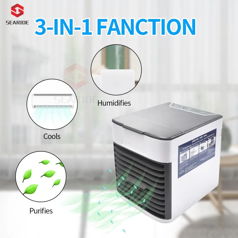 

Mini portable USB Air Conditioning Fan wind natural ventilator Air Purifier Humidifier Cooler fans 7 Colors LED light for Home