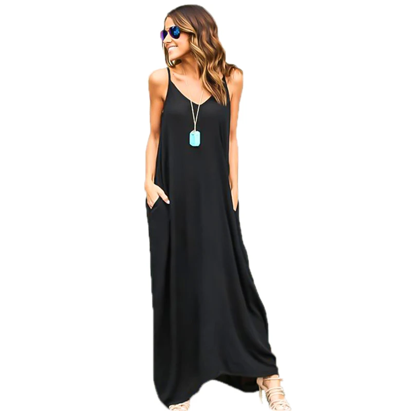 

Summer Elegant Women Beach Dress Maxi Dresses Long Vestidos De Festa Harajuku Vetement Femme Clothes Robe Fashion A-Line Solid