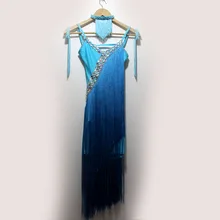 Стиль Костюмы для латинских танцев сексуальные длинные кисточкой латинские танцевальные платья для женщин конкурс латиноамериканских танцев платья S-4XL