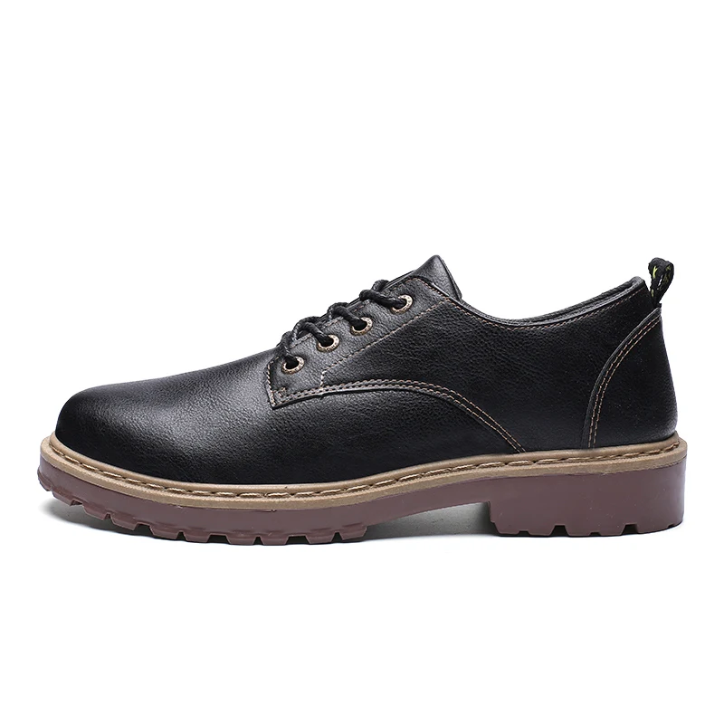POOLOOP/мужская повседневная обувь; модная кожаная обувь для мужчин; классические полуботинки в деловом стиле; Высококачественная мягкая Повседневная Рабочая обувь - Цвет: Black