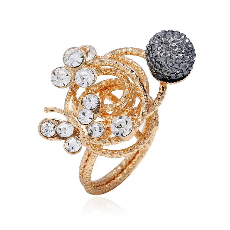New Fashion  Gold-Color Korean Elegant Women Lovely Girls  Rings for women girls With Gift bag