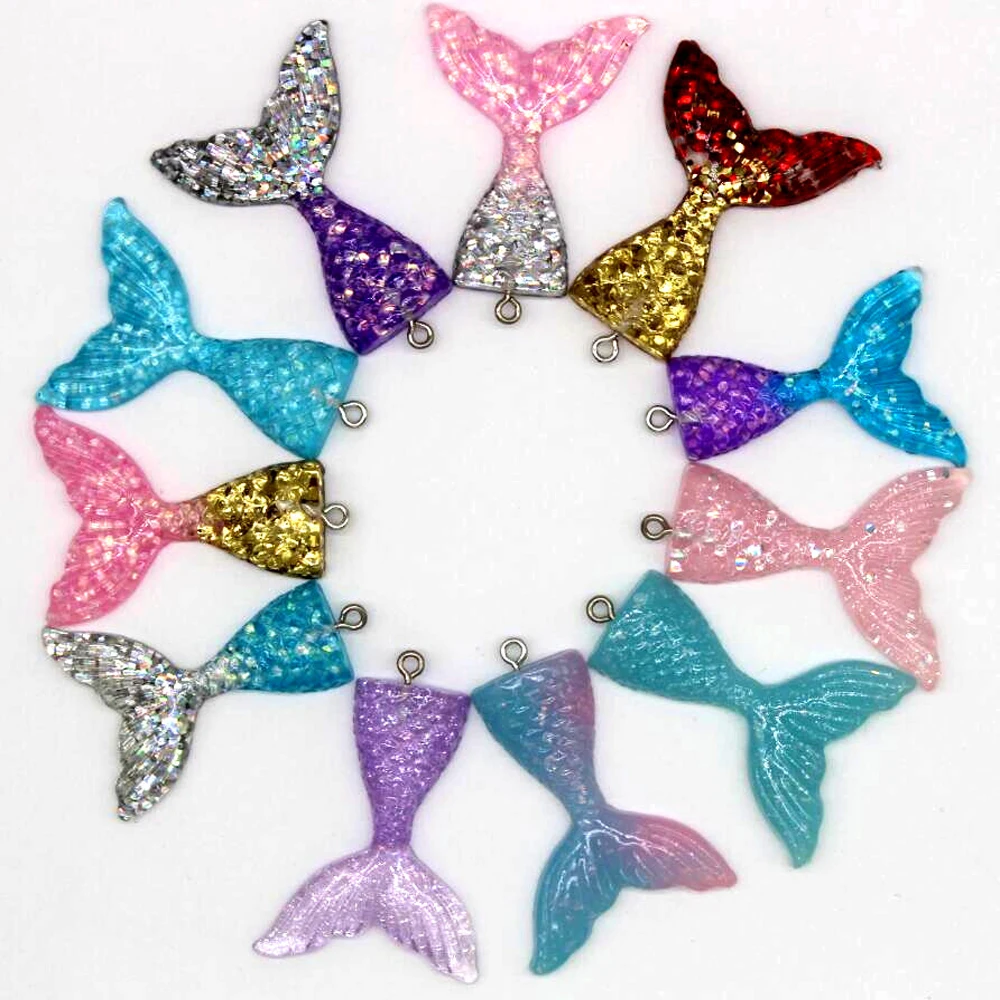 

32*41mm mermaid nail resin DIY handmade materials home decoration accessories colorful mix pendant