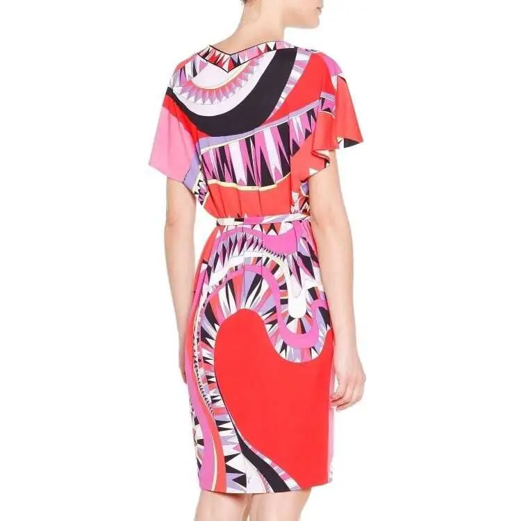 Новинка, женское платье с v-образным вырезом и поясом из эластичного шелка, облегающее платье размера XXL, модное платье для отдыха с короткими рукавами