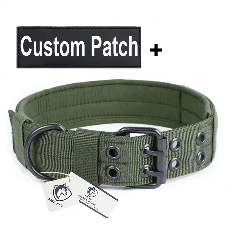 

FML Pet Collar Personalized Nylon Dog Collar with Removable Custom Patch for Large Dogs Heavy Duty Military Dog Collar Necklace