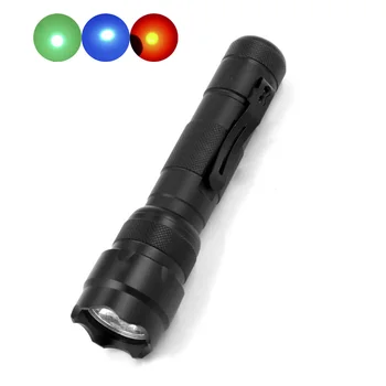 

502B Cree LED Flashlight Torch Lights Red Green Blue Light Lantern Flash Light For Hunting Fishing(OP Reflector)