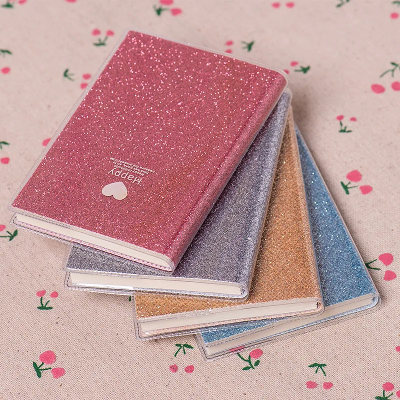 

4PCS Creative PVC 100K Notebook Paper Diary School Shiny Cool Kawaii Notebook Paper Schedule Plan Writing Raw Gifts for Kids